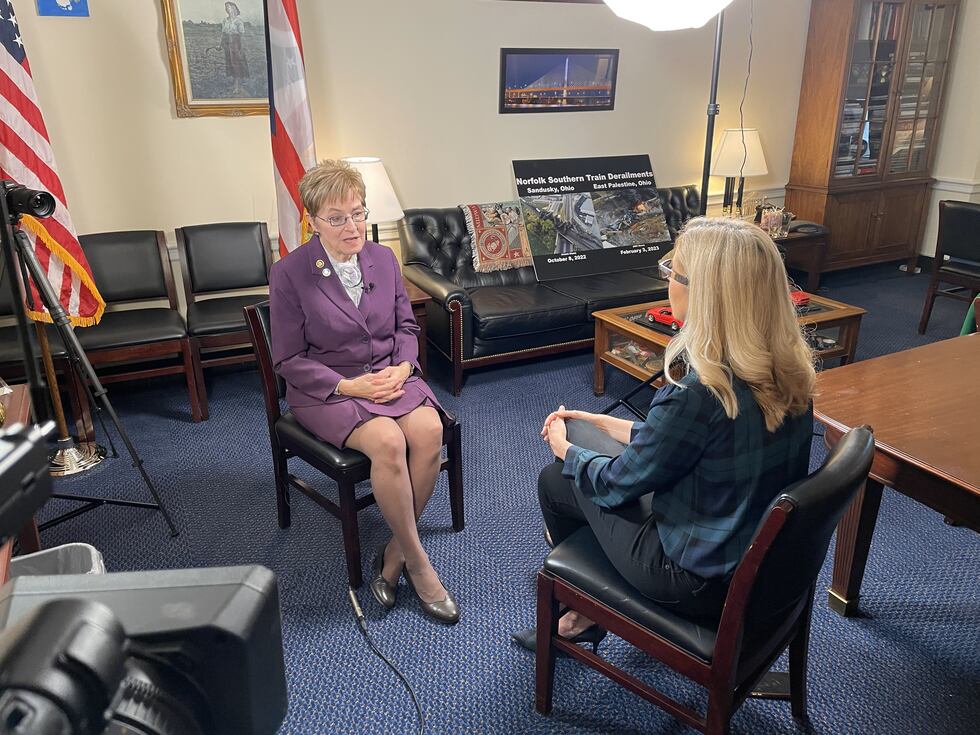Congresswoman Marcy Kaptur, D-Ohio, talks about rail safety in her office on Capitol Hill