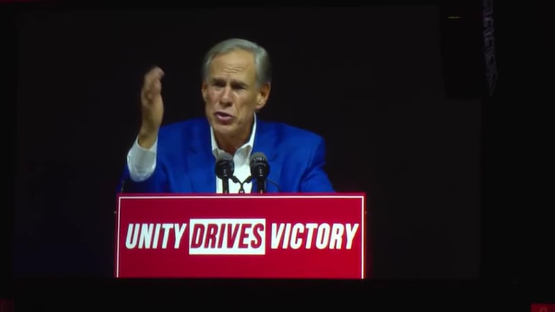 Gov. Greg Abbott at the 2026 Texas GOP convention in Houston, Texas.