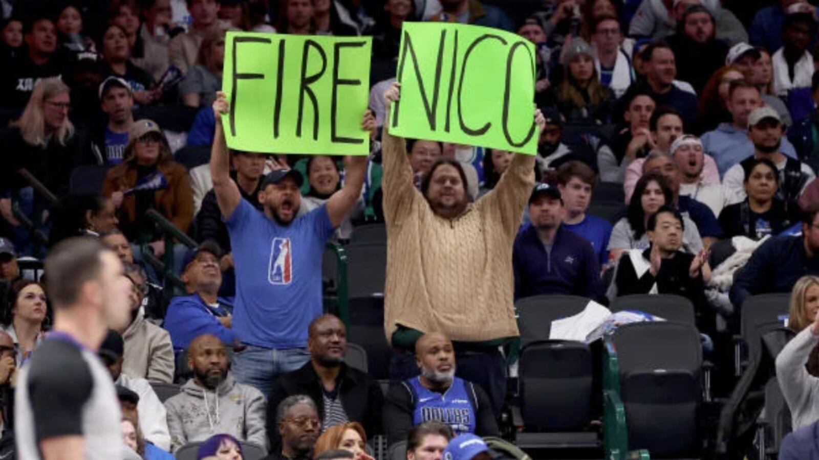 Dallas Mavericks fans with “fire Nico” signs escorted out of American ...