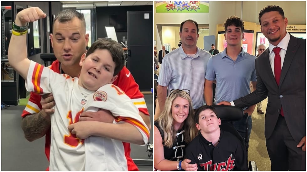 Colter Clements, of Bosqueville, met Patrick Mahomes at the Texas High School Football Hall of...