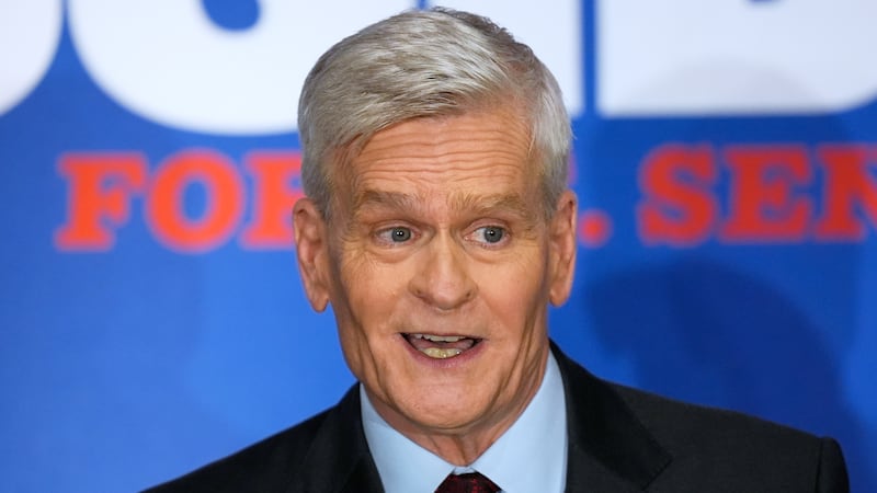 Sen. Bill Cassidy, R-La., speaks to supporters during an election night watch party Saturday,...