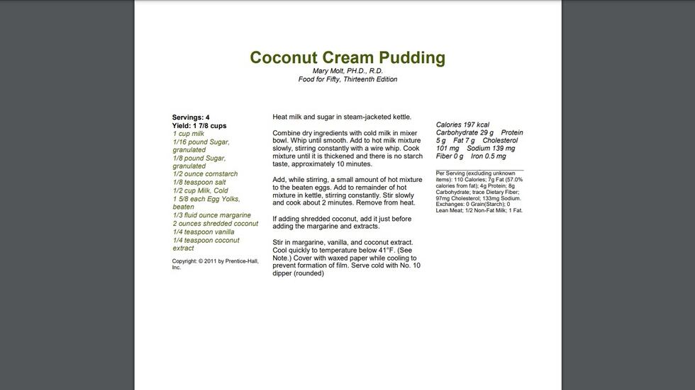 Coconut Cream Pudding