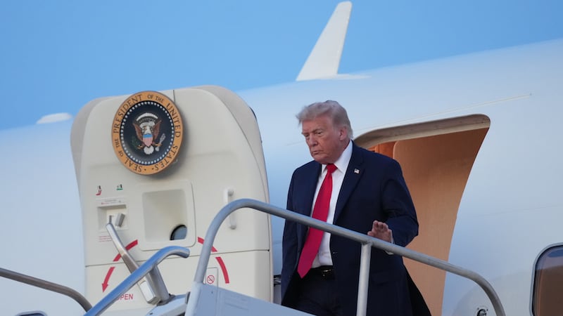 President Donald Trump arrives on Air Force One, Friday, June 5, 2026, at Morristown Airport...