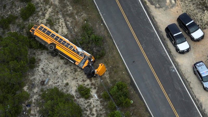 Police respond after a Leander Independent School District bus carrying students rollover...