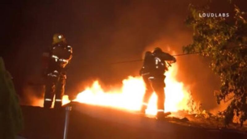 Matthew Riser Fire Firefighter falls off roof while battling flames
