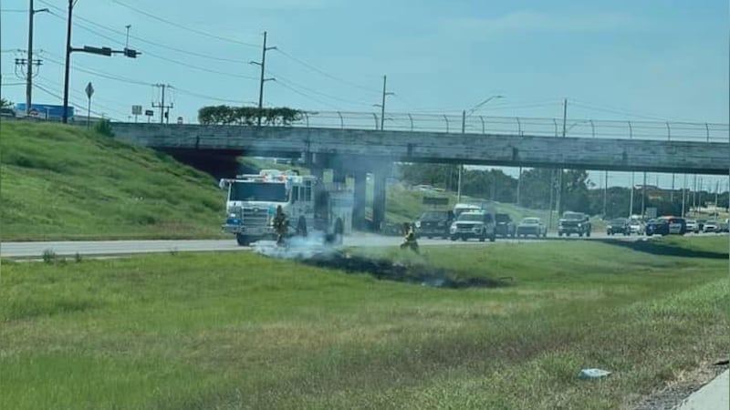 Several grassfires broke out in College Station Monday along highway 6.