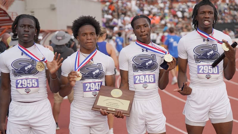 Jamal Polite Jr., Brandon Brown Jr., Michael Bickham Jr., and Jayden Ford posted a 1:23.19 at...
