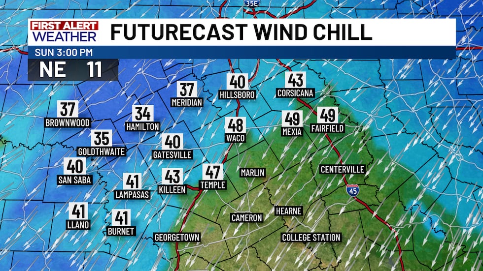 North winds will gust as high as 25 to 30 MPH Sunday so wind chills will be noticeable....