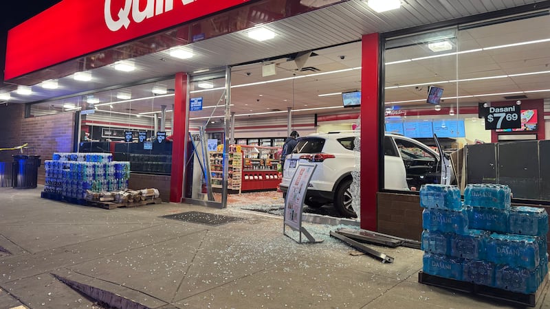 A car crashed into a QuikTriip in Lilburn on Saturday.