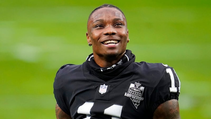 Las Vegas Raiders wide receiver Henry Ruggs III #11 is seen on the field prior to playing the...