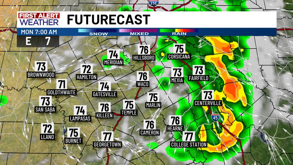 First Alert Futurecast Monday 7 AM