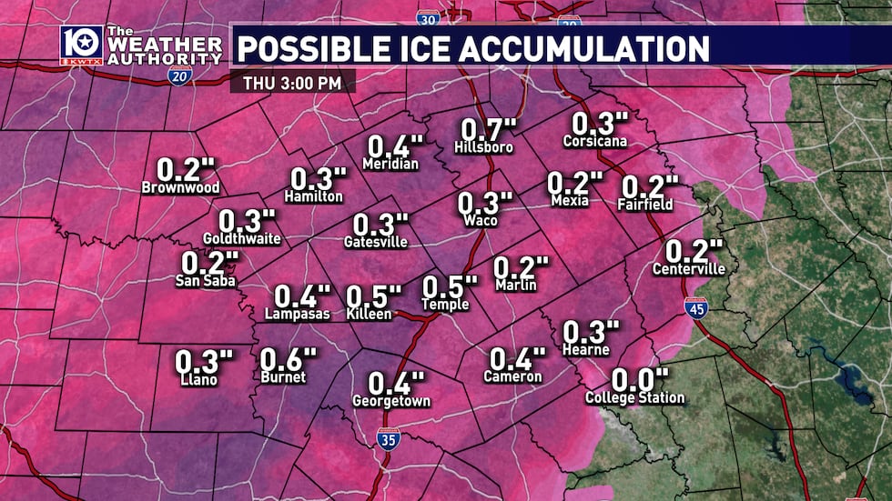 Austin Ice Map Ice storm warnings issued for parts of Central Texas