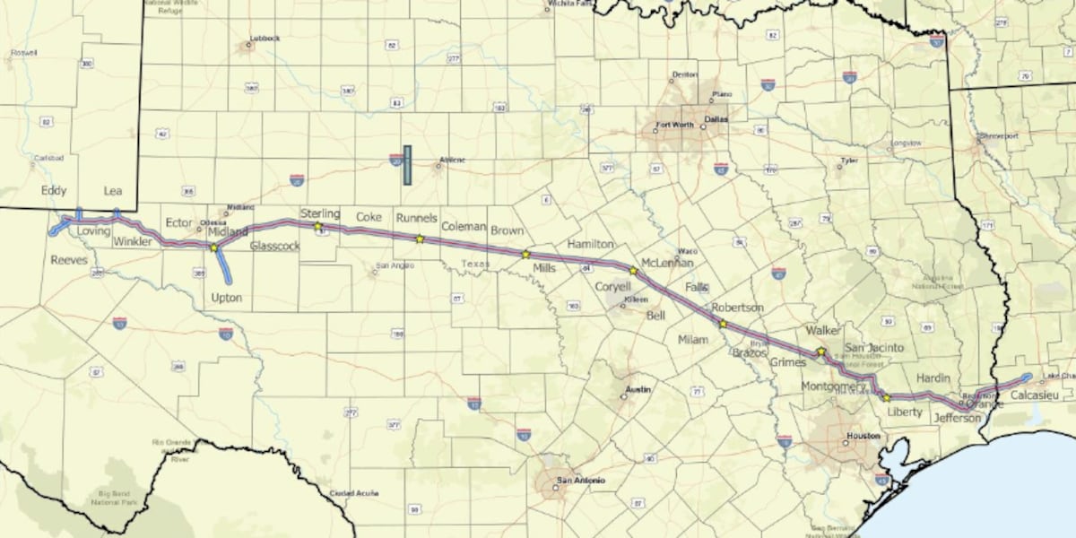 Tx Rrc Map Proposed pipeline would cut through Central Texas, transport natural ...