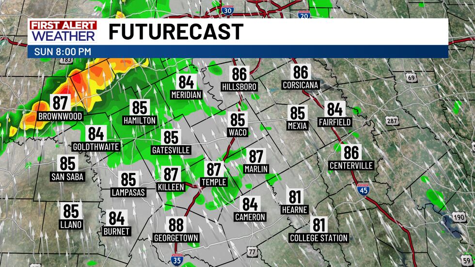 First Alert Futurecast (Sunday, 8 PM)