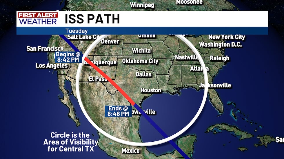 Wednesday night the International Space Station will move move over the southwestern portions...