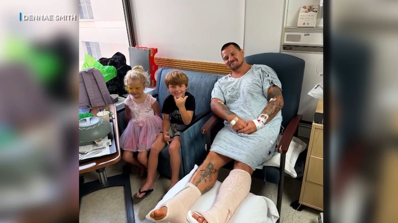 Koa Smith, a 38-year-old surfer and father of two, suffered serious injuries to both legs when...