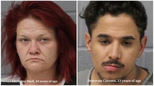Christina Shell, 44, (left) and Donnovan Clausen, 23 (right).