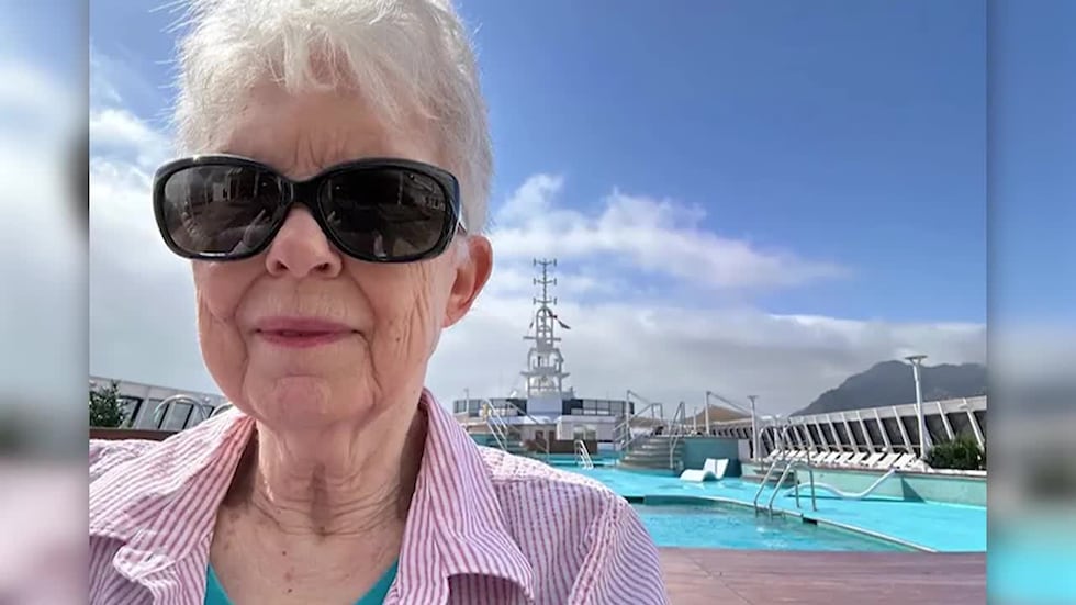 A 77-year-old woman is now living on a cruise ship instead of the mainland.