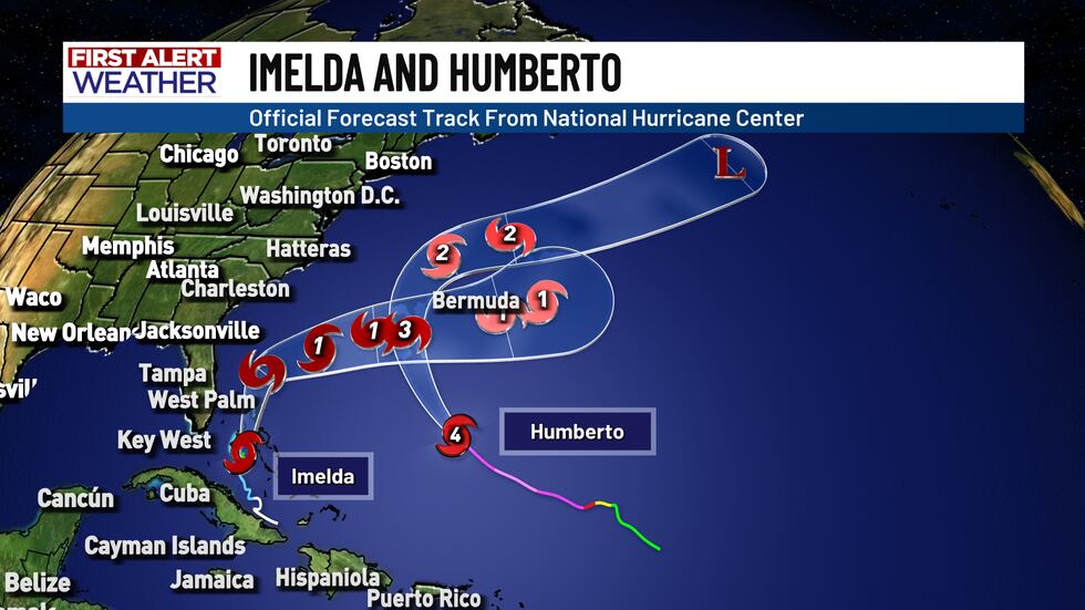 First Alert Tropical Tracks (Imelda, Humberto)