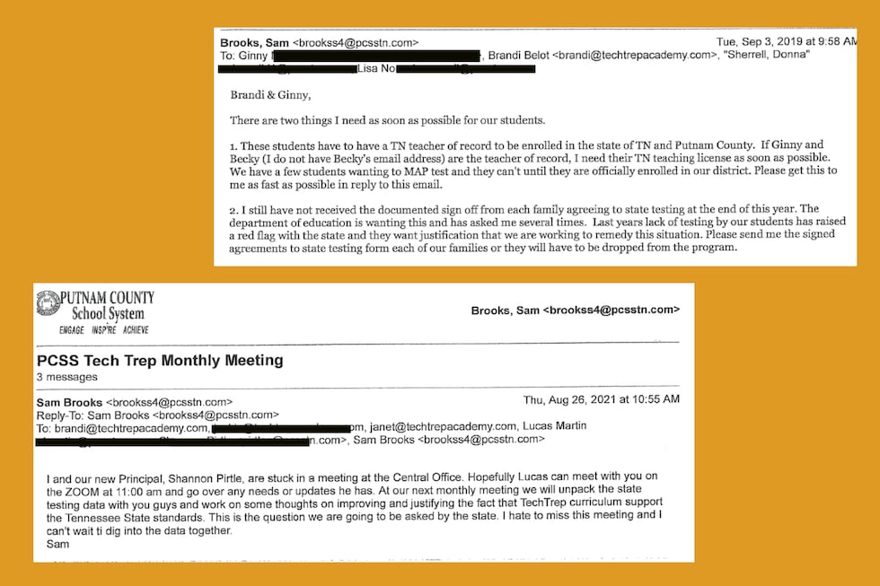 Emails between Putnam County Schools and Tech Trep Academy personnel show conversations about...