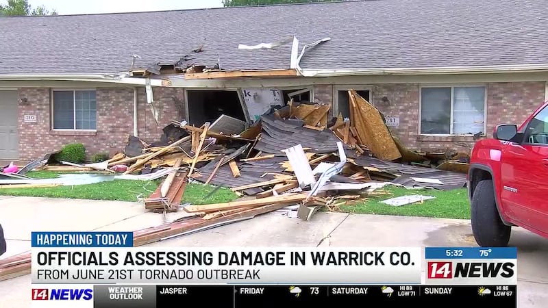 Federal, state officials to assess Warrick County tornado damage
