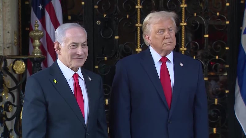 U.S. President Donald Trump welcomed Israeli Prime Minister Benjamin Netanyahu to his home in...